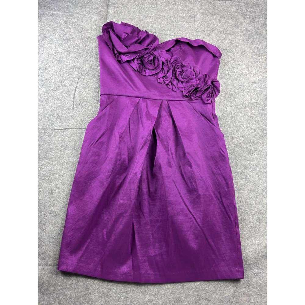 Max and Cleo Women's 8 Strapless Satin Rosette Dress Sexy Gossip Girl Y2K 2000s